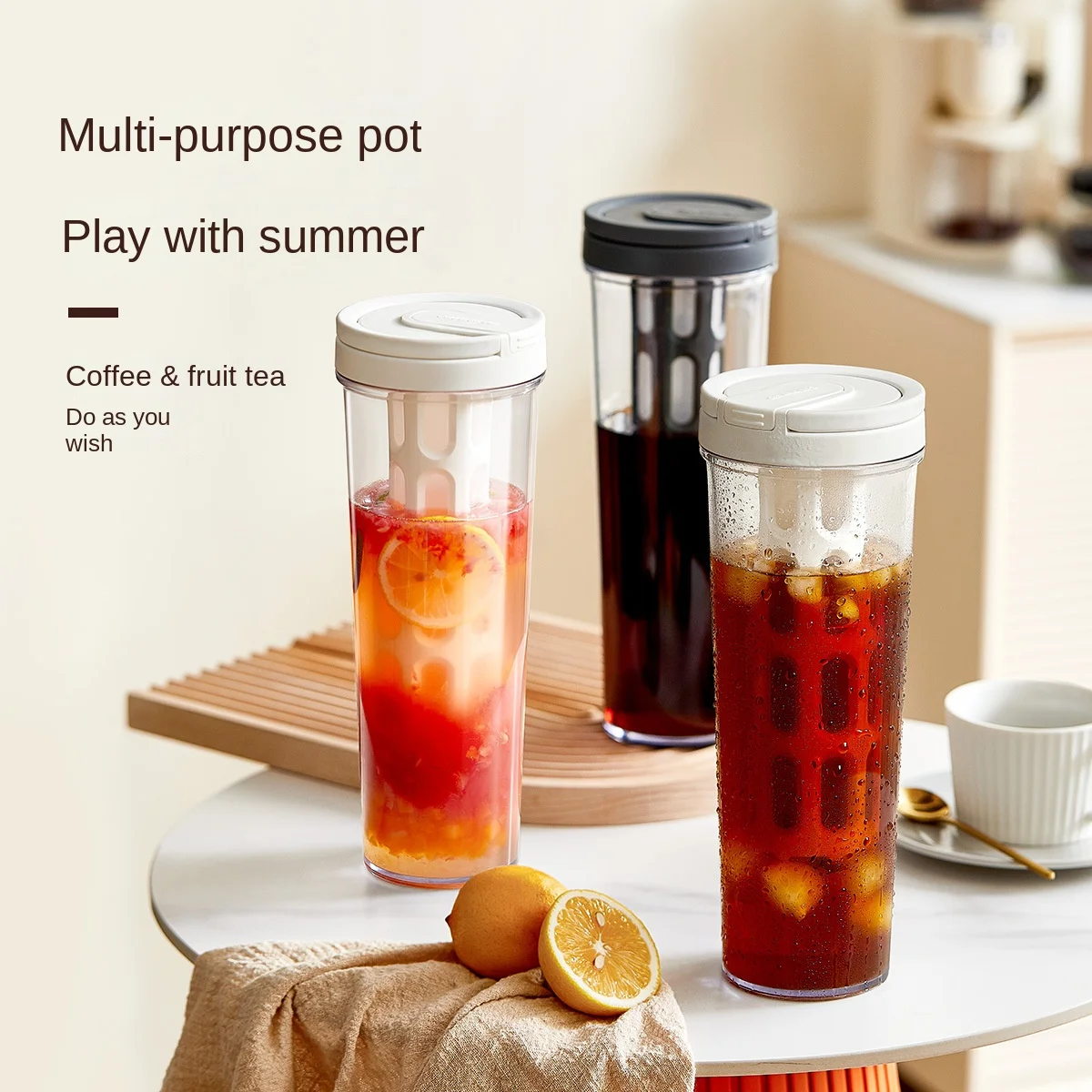 

1000ml Espresso Filter Bottle Cold Brewing Pot Iced Coffee Maker Dual Use Filter Coffee&Tea Kettle Sealed Leak-Proof Separation