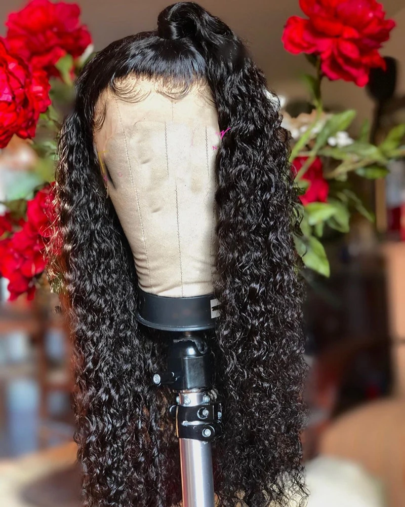 

26Inch 180%Density Natural Black Pre Plucked Brazilian Kinky Curly Soft Lace Front Wig For Women With Baby Hair Daily Wigs