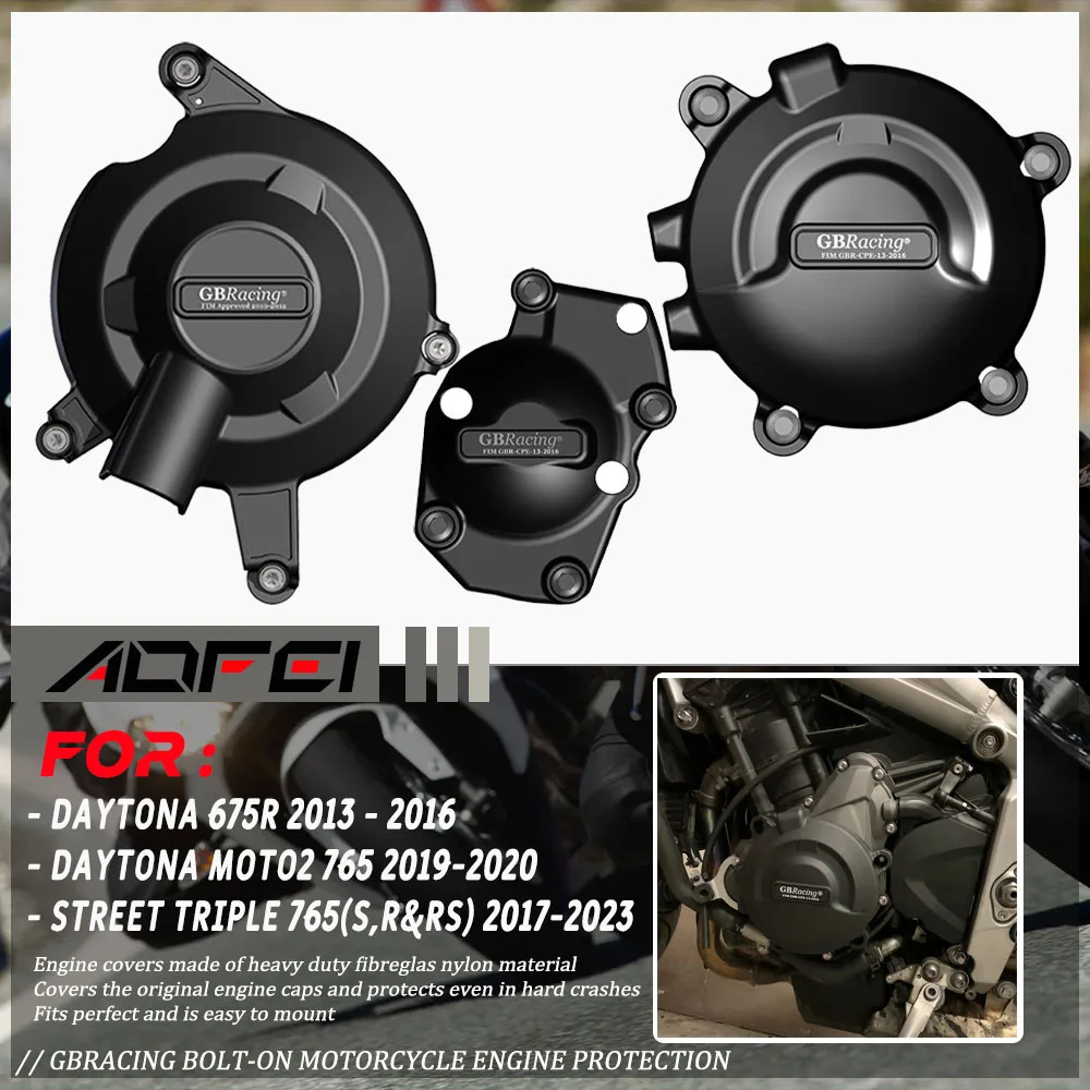 

Крышка двигателя мотоцикла, защитная задняя крышка для крепления Daytona 675R 2013-16 & STREET TRIPLE 765 (S,R & RS) 17-21, набор крышек двигателя