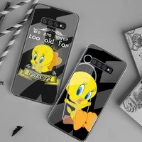 cartoon tweety bird piolin phone case tempered glass for samsung s20 ultra s7 s8 s9 s10 note 8 9 10 pro plus cover