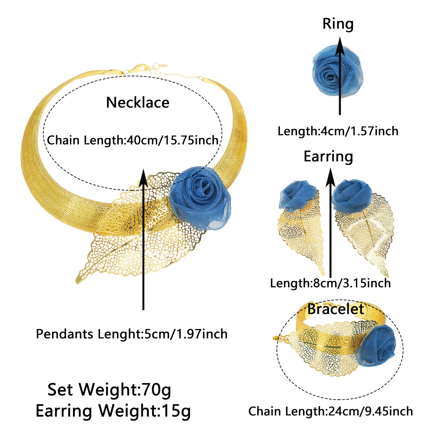 Модное ожерелье с бутонами роз серьги роскошные свадебные украшения подарок на