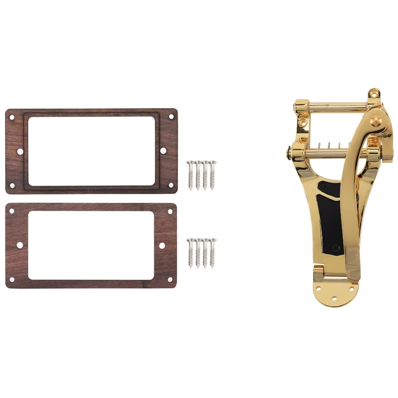 

10 Pcs Guitar Accessories: 8 Pcs Alloys Tremolo Tailpiece Bridge Crank Bar & 2Pcs Wooden Humbucker Guitar Pickup Frame