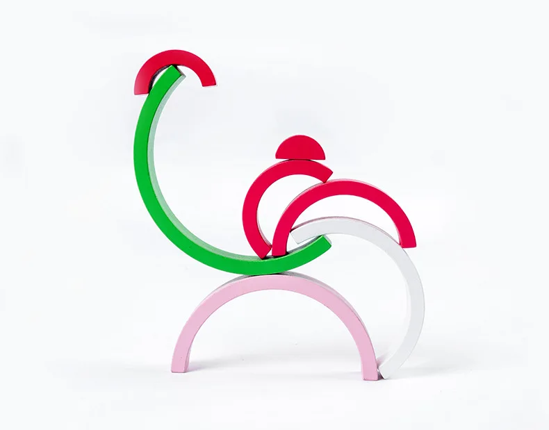 Монтессори деревянный Радужный блок укладки арочный мост баланс Игра цвет