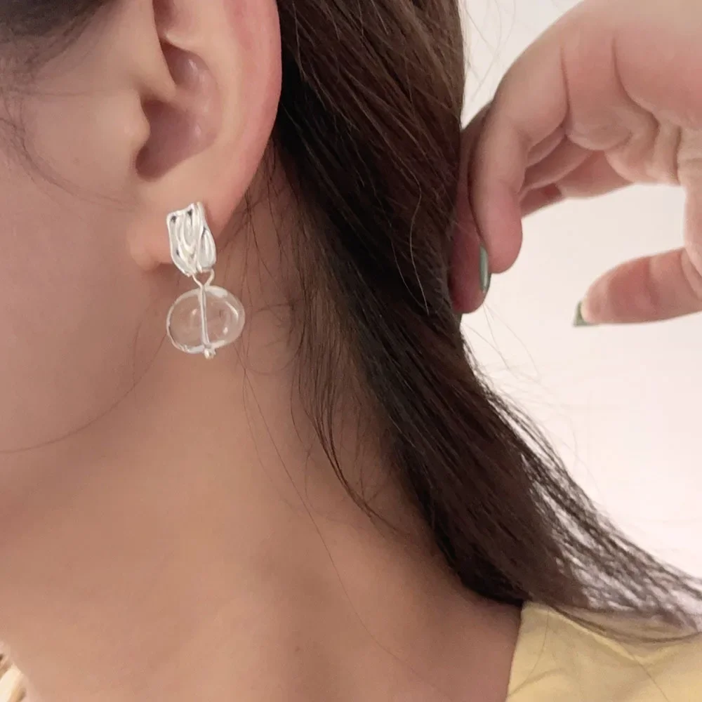 Корейские INS нишевые дизайнерские акриловые прозрачные серьги с ощущением льда