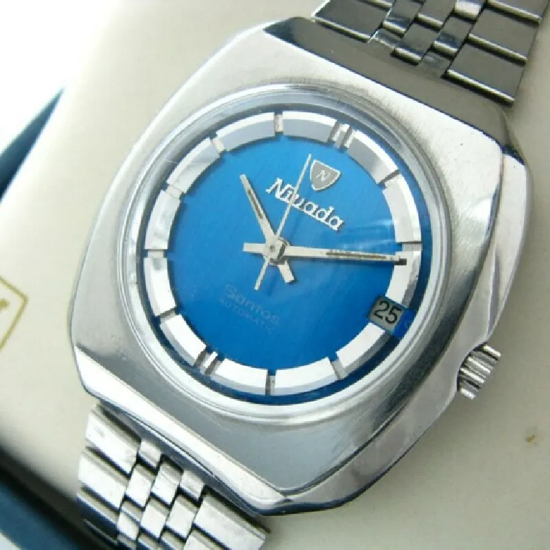 

Klein blue original packaging box vintage automatic watch (Nivada stereoscopic dial) eta 2873