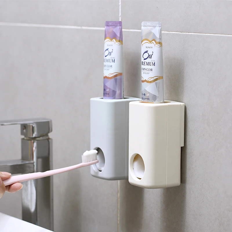 

Creative Wall Mount Automatic Toothpaste Dispenser Bathroom Accessories Waterproof Lazy Toothpaste Squeezer Toothbrush Holder