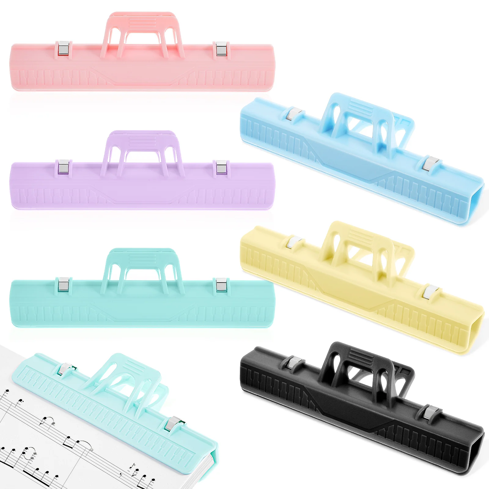 

6 Pcs Sheet Music Clip Binder Page Holders Small Clips Book Piano Organizer Abs