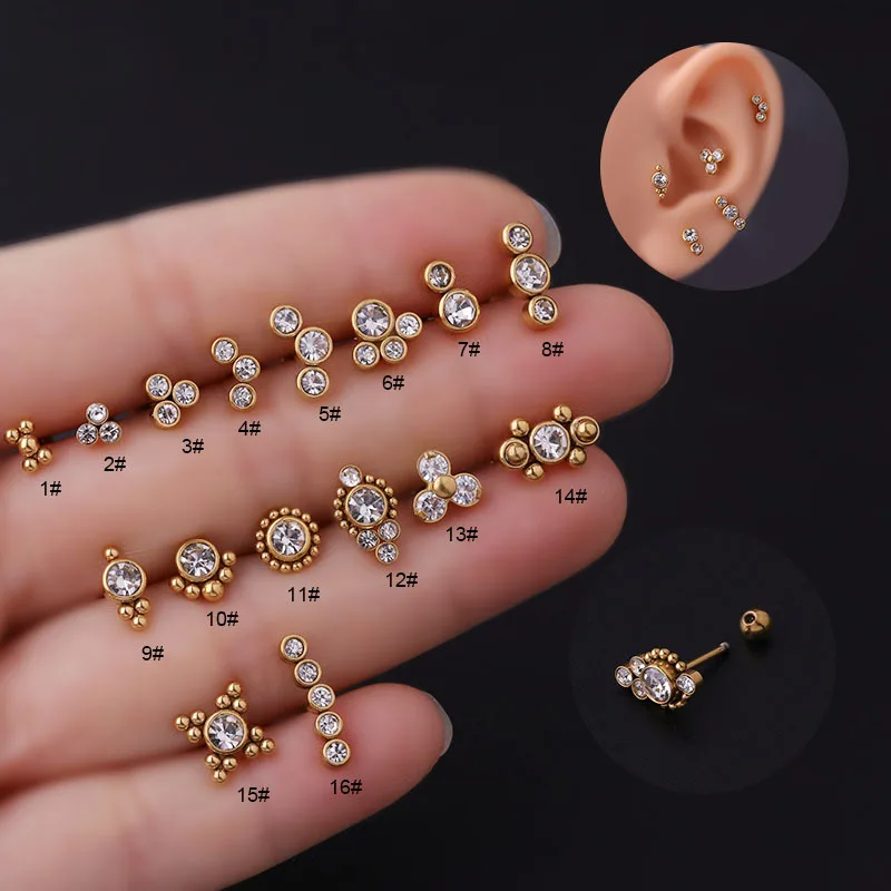 

1PC 20G Surgical Steel Barbell With CZ Ear Tragus Cartilage Helix Earrings Ear Studs Ear Rook Woman Lobe Piercing Jewelry