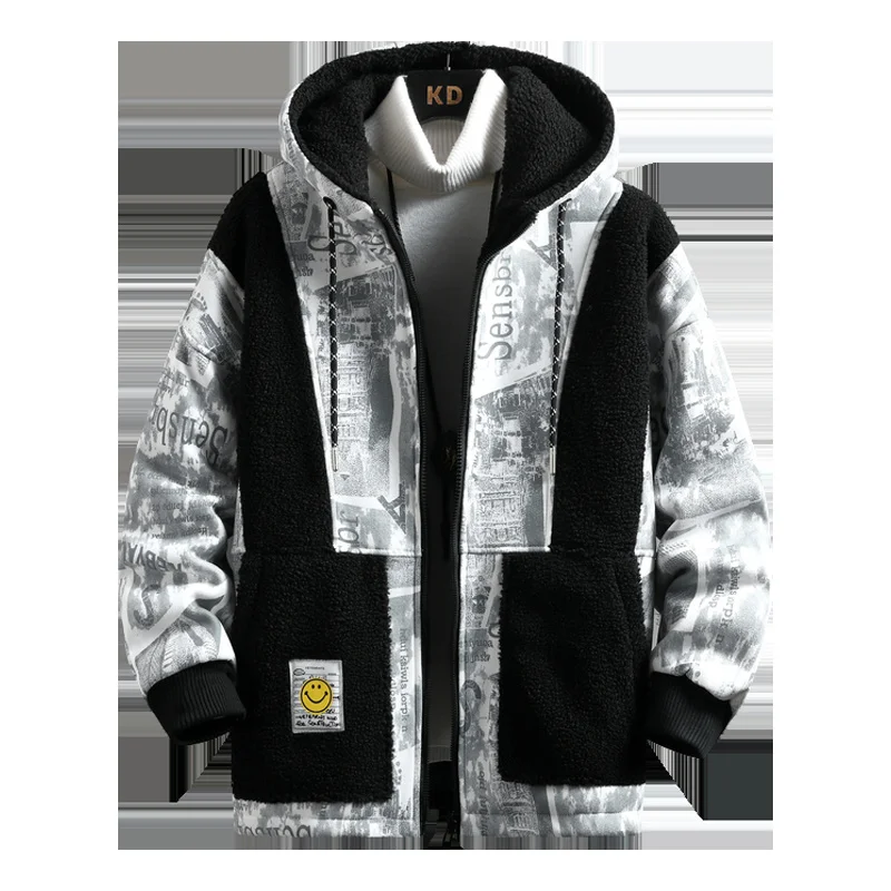 

Куртка мужская теплая с капюшоном, повседневная утепленная флисовая верхняя одежда, Короткие топы из овечьей шерсти, парки, плюшевая одежда, осень-зима