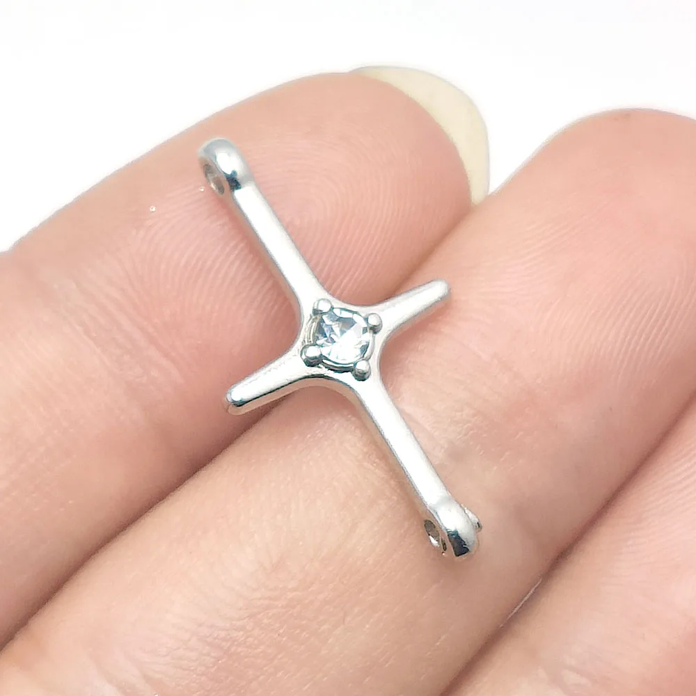 

WZNB 10Pcs Crystal Cross Charms for Hip Hop Jewelry Making Alloy Pendant Connector Diy Earring Necklace Accessories Supplies