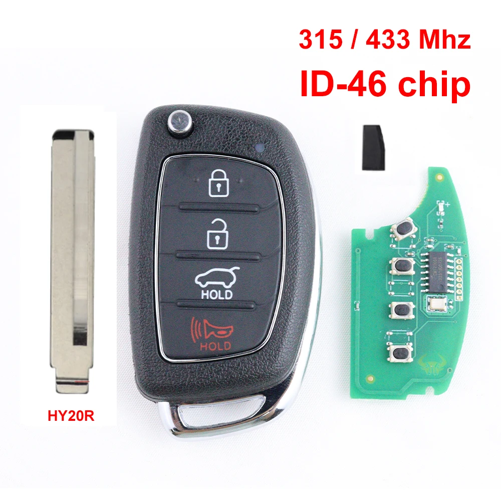 

315/433 МГц ID46 чип 4 бутылки автомобильный брелок для Hyundai Elantra Accent Ix35 IX45 I30 Solaris Tucson I20 Santa Fe Sonata