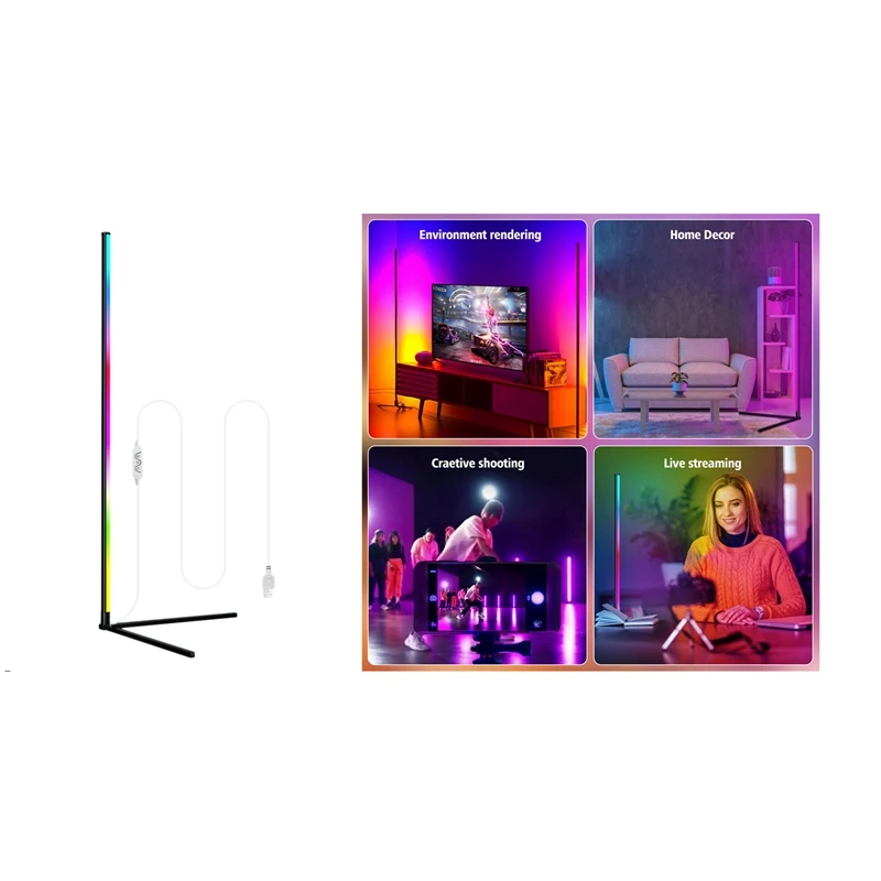 

Rgb Floor Lamp Bedroom Color Changing Corner Lamp With Smart App Remote Control Living Room Night Light