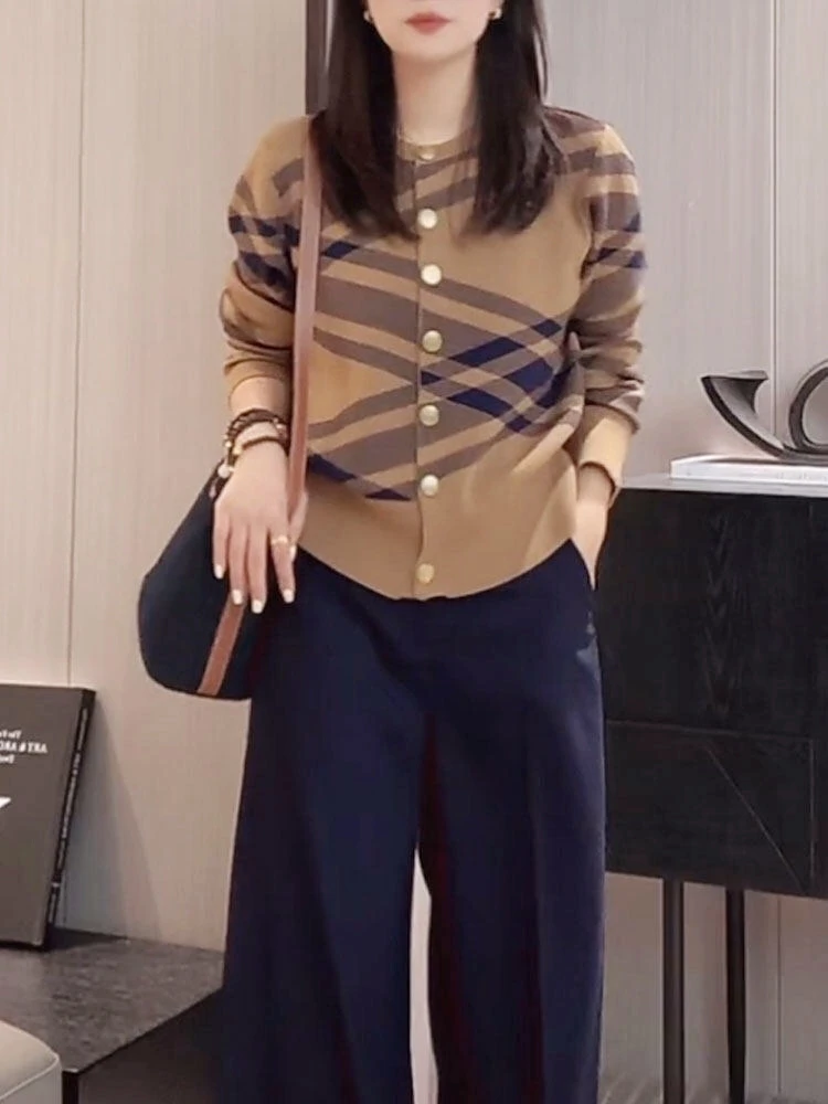 Роскошный брендовый дизайн 2024 осенне-зимний вязаный кардиган с длинными