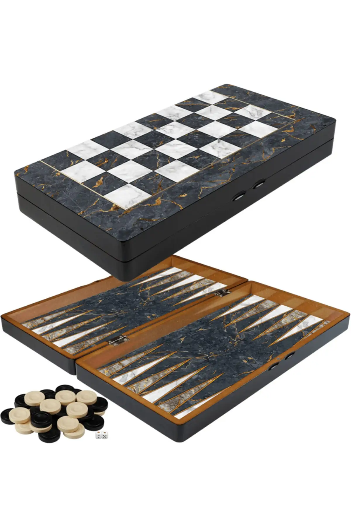 

Wood Marble Pattern Backgammon Polished Lux Checkers Game Stamp Team Groups Hobby & Leisure Life