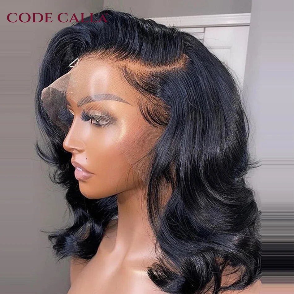 Code Calla Human Hair Wigs Body Wave Remy Brazilian Bob Wig Lace Front Human Hair Wigs 13x4 Transparent Lace Frontal Woman Wig