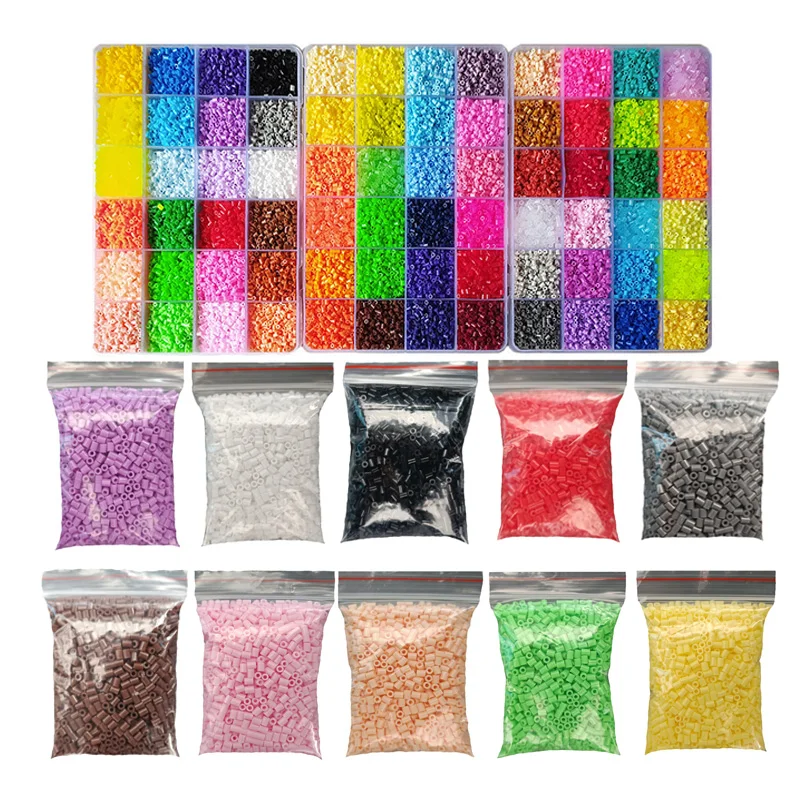 

24/48/72 colors box set hama beads toy 2.6mm perler educational Kids 3D puzzles diy toys fuse beads pegboard sheets ironing pa