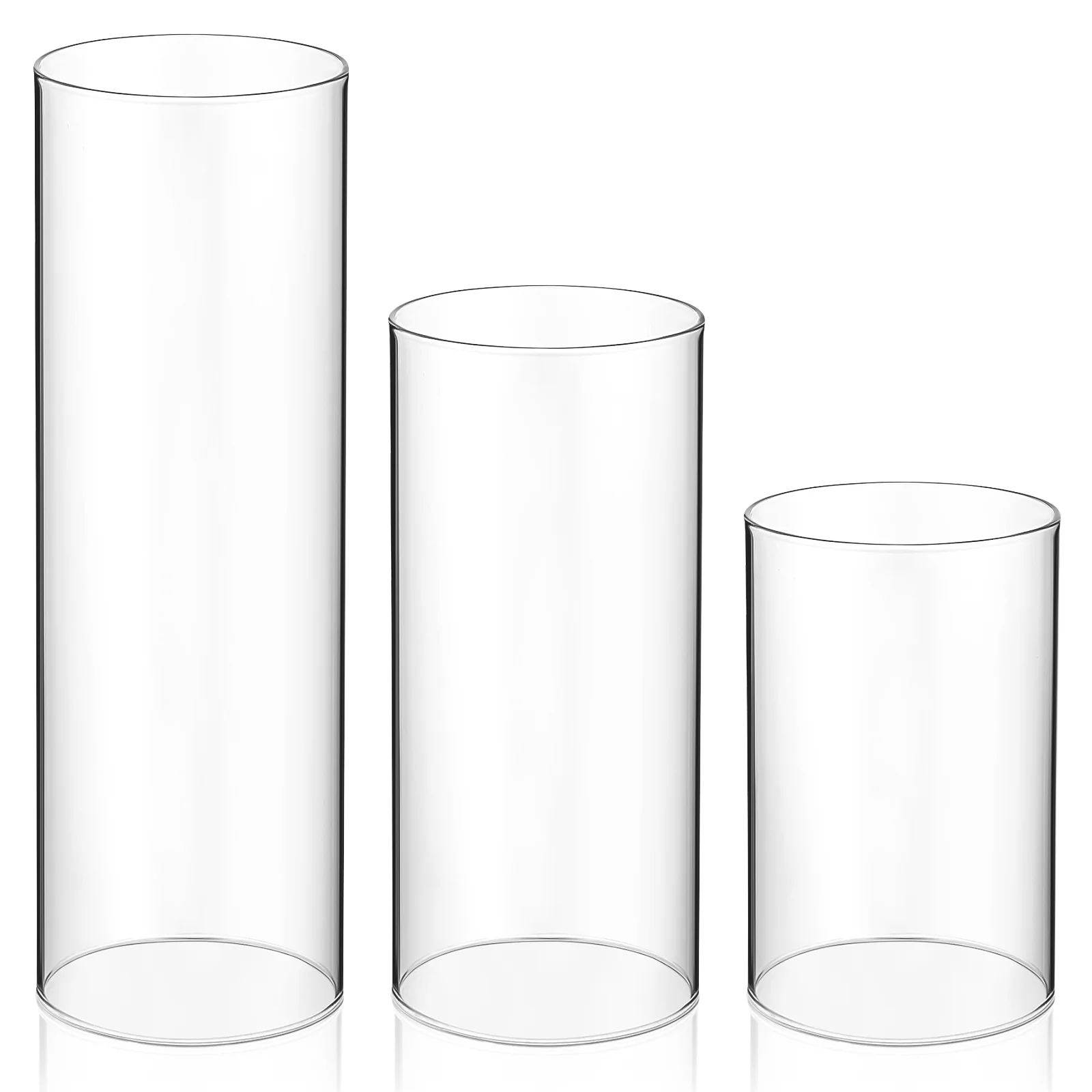

3Pcs Glass Candleholder Tube Shade Tea Light Holder Cover Accessories