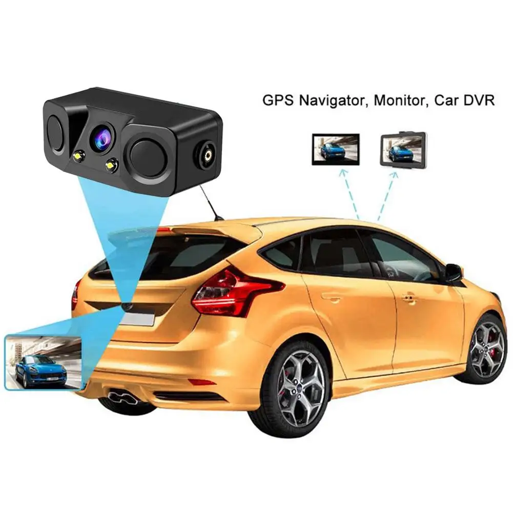 

170° View Car Visual Reversing Camera With Backup Radar Reverse Kit Sensor Rada Backup Camera Parking Car Parking Sensors S V8J9