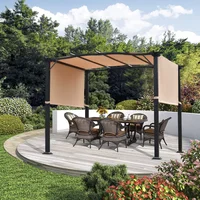 10’ x 8’ Pergola Gazebo with Retractable Canopy, Metal Frame, Sunshade & Waterproof, Frame Grape Trellis for Garden, Porch