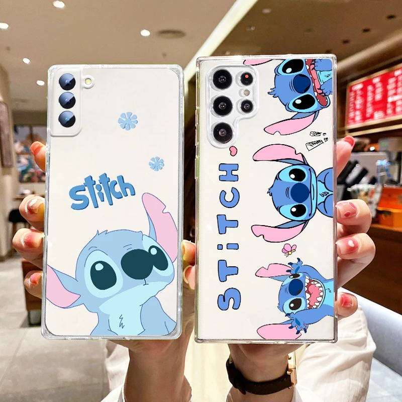 

Stitch The Baby Disney Phone Case For Samsung S8 S9 S10 S20 S21 S22 Plus 4G S10e 5G Lite Ultra FE Transparent luxury Silicone