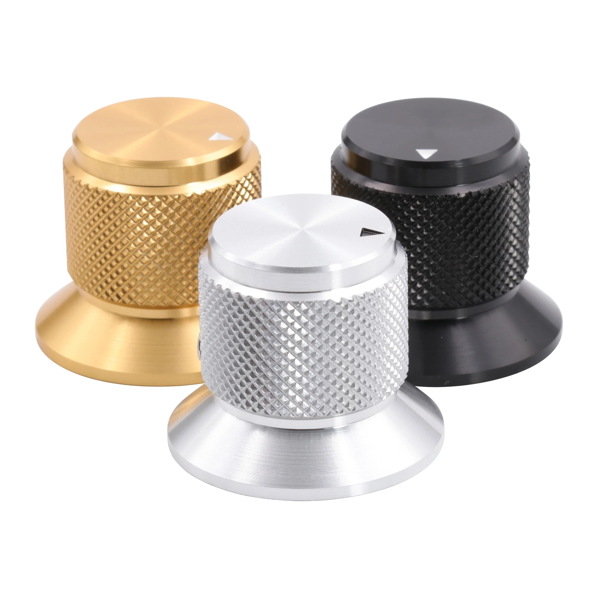 

2pcs 30x25mm Guitar AMP Aluminum Knob Machined Solid Full Volume Potentiometer Button Cap 6mm Hole Hifi Audio Black Silver Gold