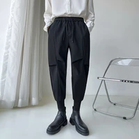 black casual pants men stretch slim fashion social mens dress pants korean drawstring harem pants mens trousers suit pants s 3xl