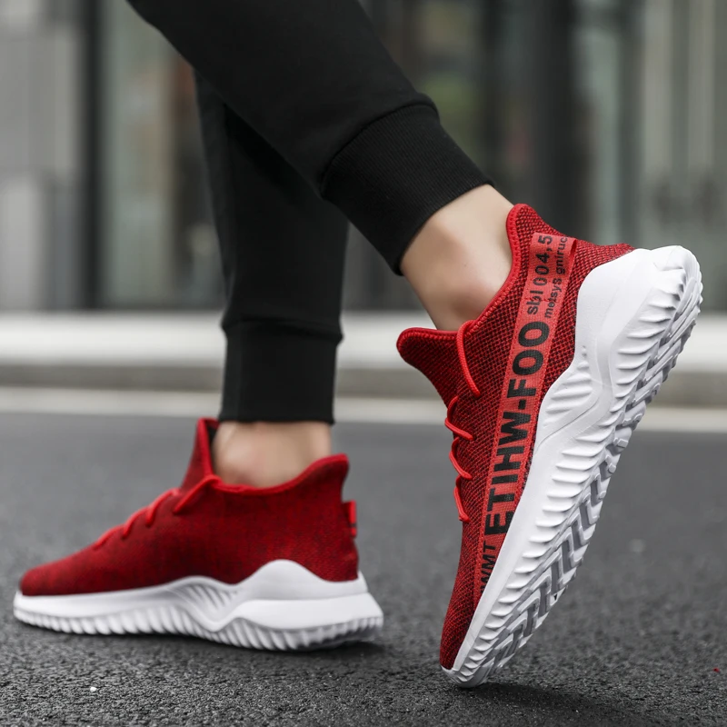 Trend Men Running Shoes Outdoor Men Athletic Sports Sneakers Flying Woven Man Jogging Shoes Gym Walking Footwear Plus Size 39-48