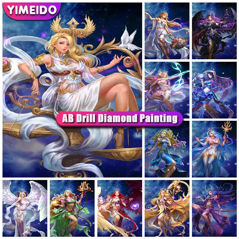 

YIMEIDO 5D AB Diamond Painting Twelve Constellations Rhinestone Mosaic Girl Diamond Embroidery Cartoon Cross Stitch Needlework