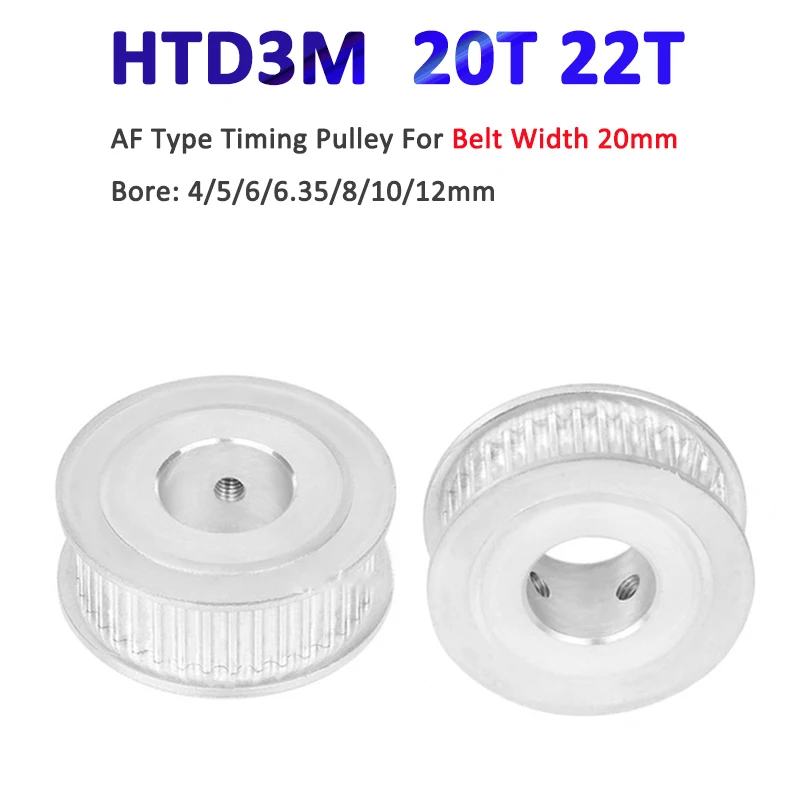 

1pc 20 22 Teeth HTD3M Timing Pulley Bore Size 4/5/6/6.35/8/10/12mm 20T 22T HTD-3M Synchronous Wheel for Belt Width 20mm