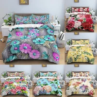 flower print bedding set 3d digital duvet cover quilt cover with zipper queen double comforter sets bedroom decoration