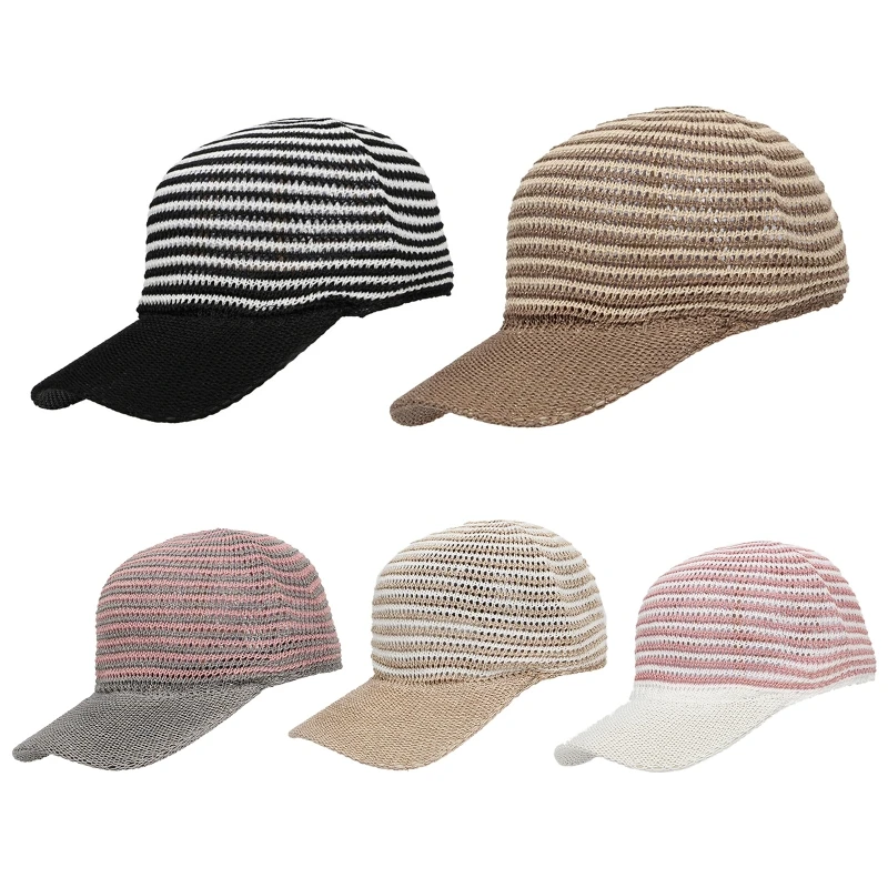

Casual Baseball Cap StripedPeaked Cap Sunhat Duck Tongue Hat Summer for World Football Day International Basketball Day