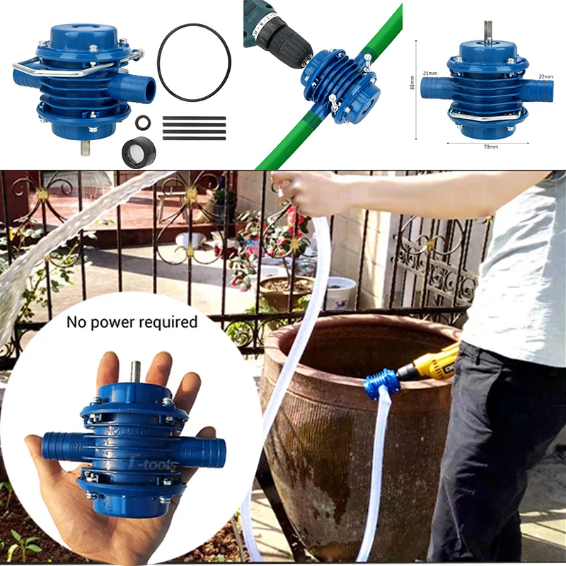 

Portable Electric Drill Water Pump Mini Self-priming Liquid Delivery Pump Diesel Fluid Water Pump Home Garden Outdoor Tool Blue