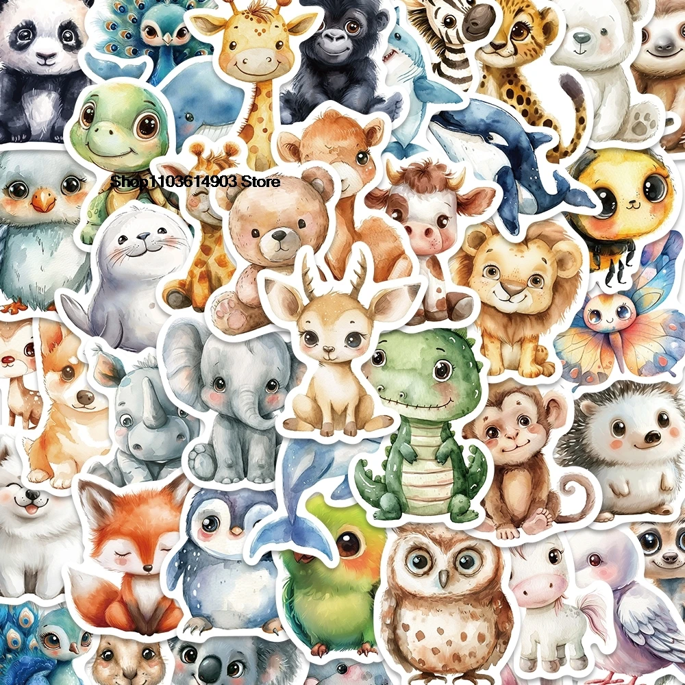 50 шт. водонепроницаемые наклейки на стену из ПВХ в виде животных