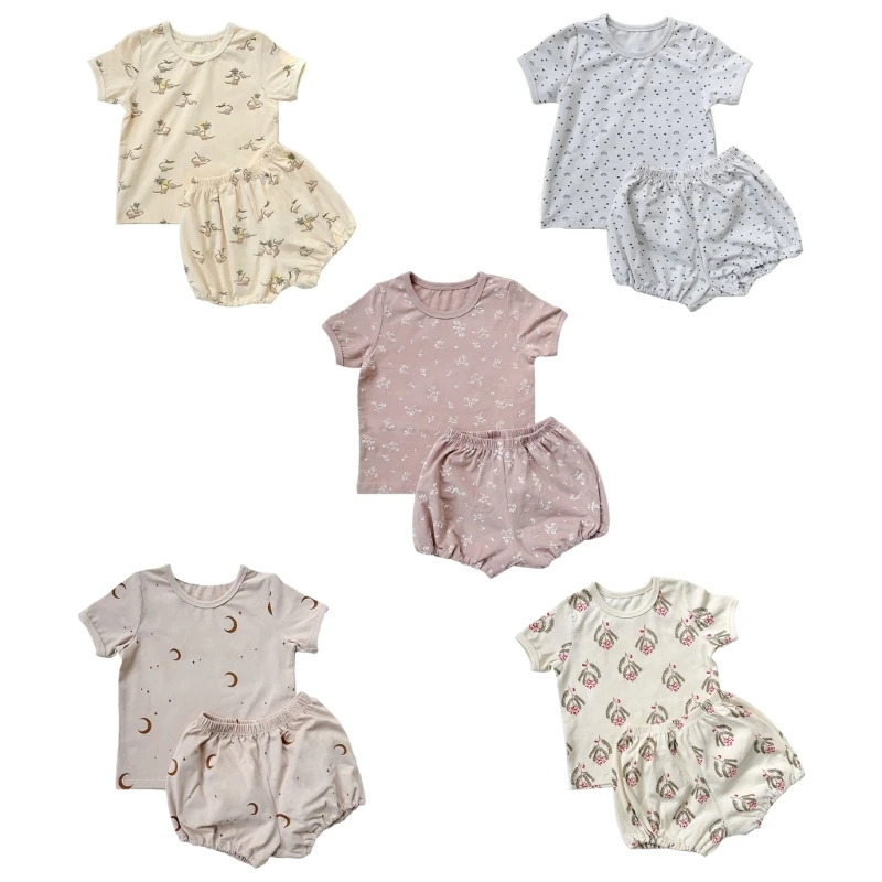 

1-5Y Baby Suit Girl Boys Summer Clothes Short Sleeved Shirt & Shorts 2-Piece Set