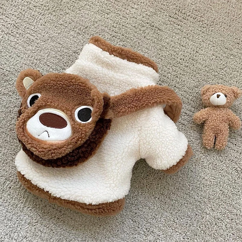 

Warm Dog Clothes Puppy Winter Clothes Pet Bear Backpack Cotton Coat Teddy Cold Jacket Cartoon Pullover Pet Two-legged Clothes