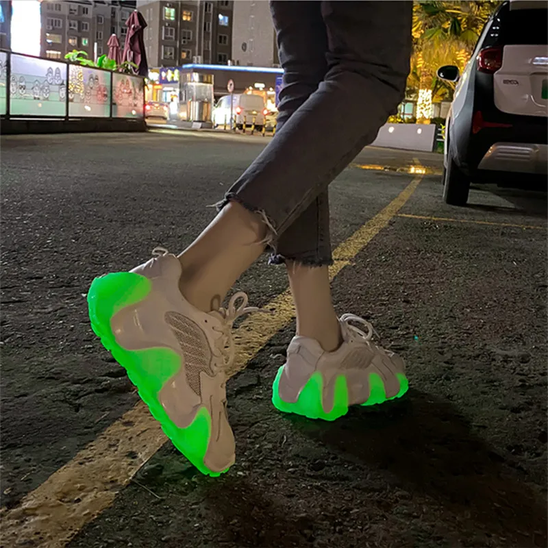 Luminous Noctilucent Women Shoes 2023 New Fashion Breathability Sandals and Sneakers That Glow At Night Cyber Star Same Style