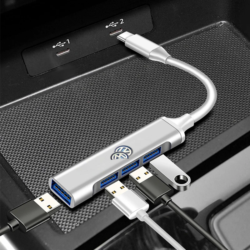 Фото Горячая новинка 2026: 4-портовый USB-хаб высокоскоростной Type-C, мультиразветвитель-адаптер для Volkswagen VW Golf 4 7 MK3 4 7 Touran Polo №2