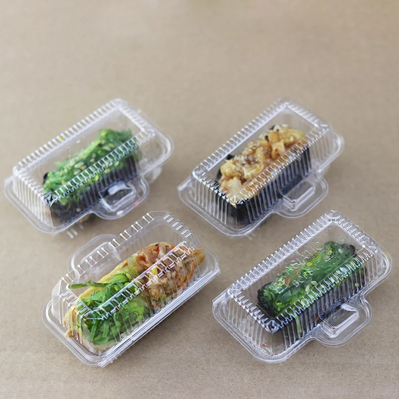 

200pcs Single Sushi Box Transparent Individual Clear Plastic Disposable Sushi Takeaway Container Takeout Boxes