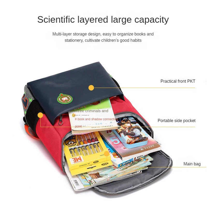 Cute Cartoon Schoolbag For Kids Anti-lost School Book Bag Waterproof Cartoon Children Backpacks Wear-Resisting Schoolbag