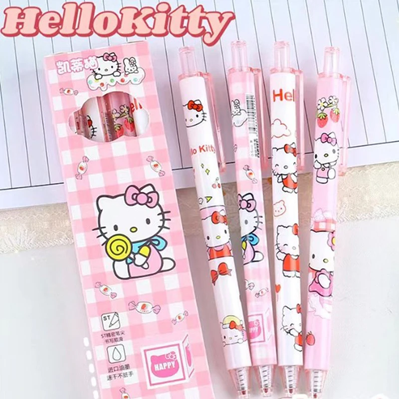 Ручка для письма Kawaii Anime Sanrio Hello Kitty Kuromi 4 коробки быстросохнущая высококлассная
