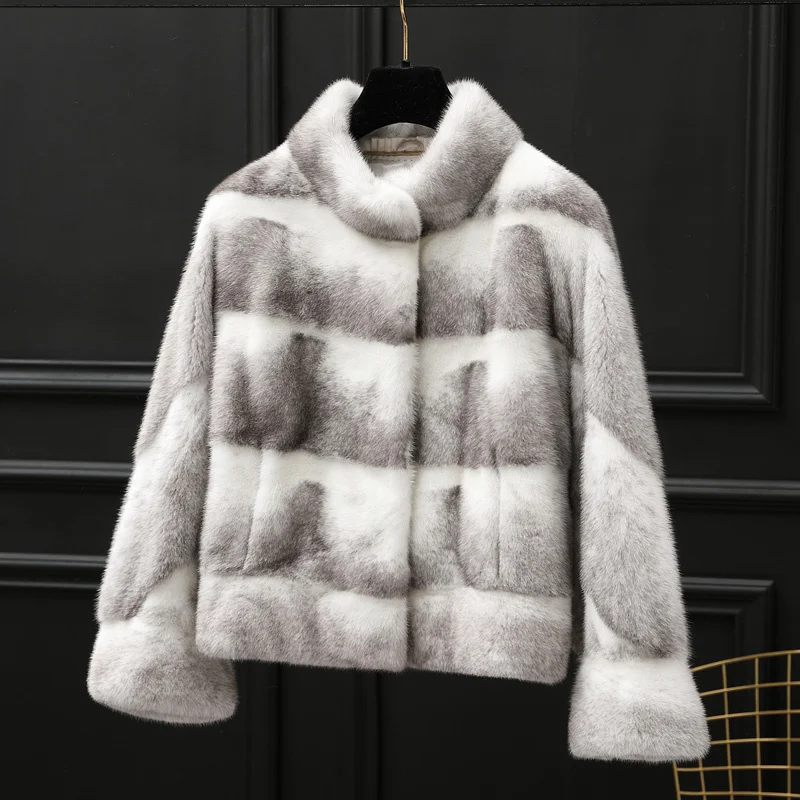 

Норковый комбинезон с перекрестным мехом, короткая женская одежда 2023, верхняя одежда, куртка s, зимнее пальто, новый воротник-стойка