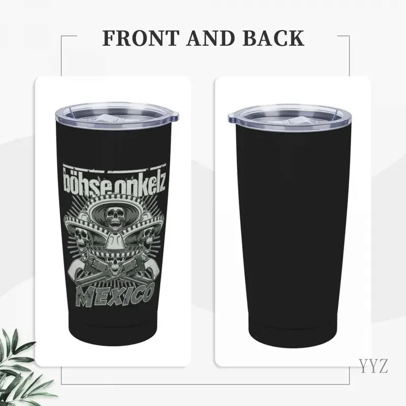 20 унций изолированный стакан с черепом Bosse Onkelz и соломинками термокружка из