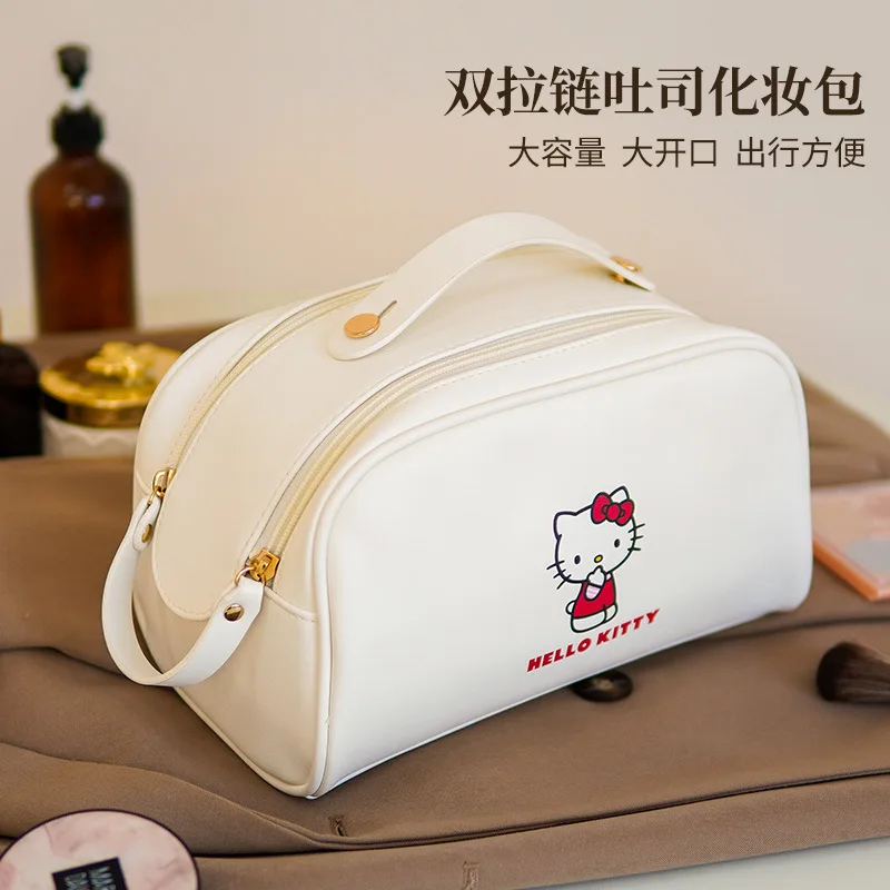 

Hello Kitty Cartoon Cosmetic Bag Sanrio Portable Mommy Bag Lunch Box Oxford Storage Case Kuromi Purse Kawaii Box Makeup Pouch PU