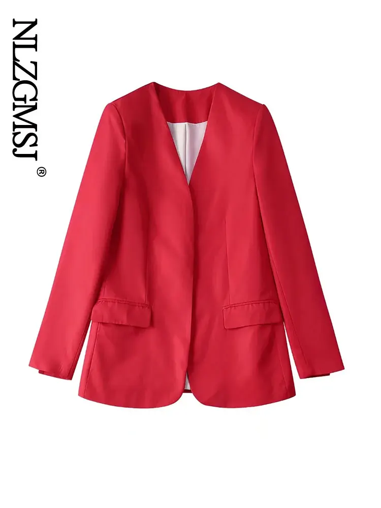 

Nlzgmsj Za 2022 Women Spring Autumn Red Party Blazer Female Long Sleeve Elegant Women Blazer Jacket Coat Ladies Suits 202202