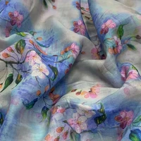 135m soft thin flowing pure ramie fabric chinese style flower pattern ramie fabric for diy sewing summer gown cheongsam dress
