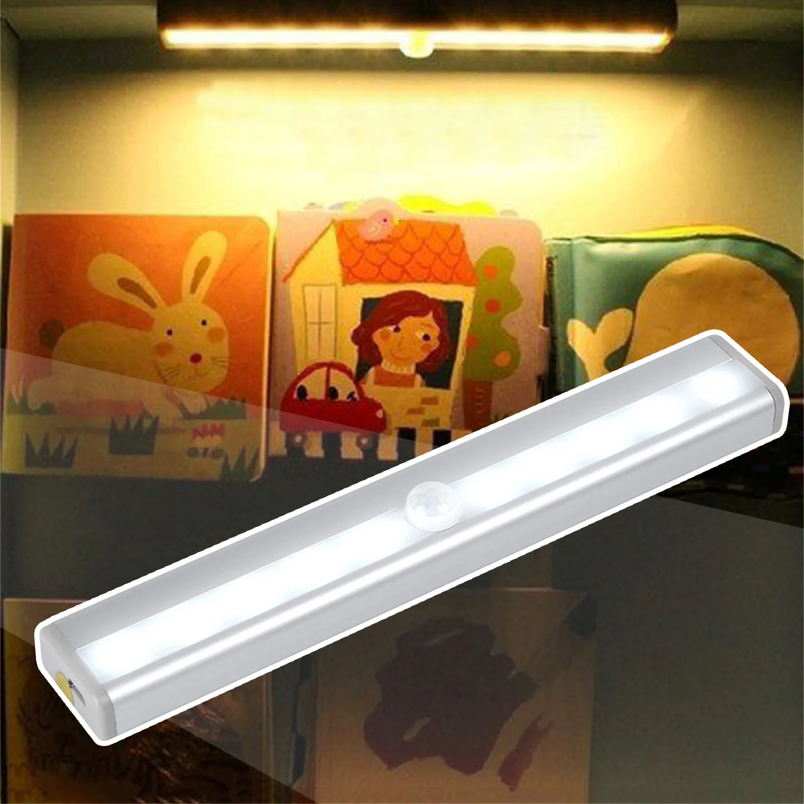 

10 Led Motion Sensor Led Bar Lamp Night Light Portable Closet Led 5v Usb Rechargeable Kitchen Bar Cabinet Bedside Stair Lighting