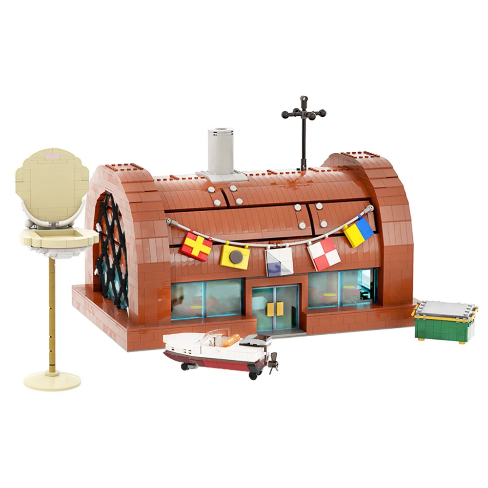 

MOC-82378 Krustys-Krabs Dinning Room Building Block House Architectural Cartoon Film Restaurant Scene Model brick kid Xmas Gift