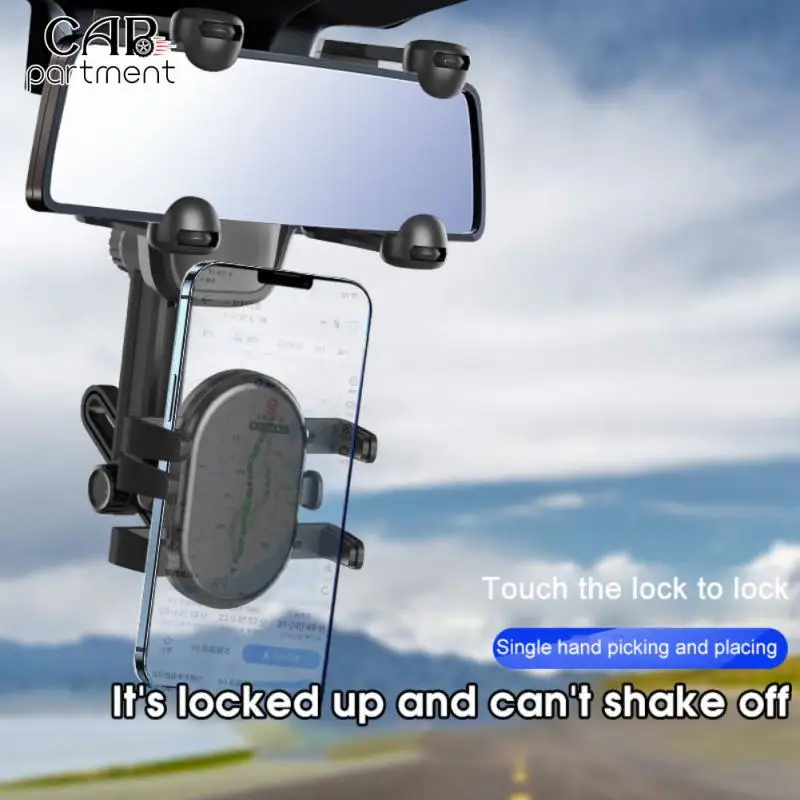 

Rotatable Car Rearview Mirror Mount Universal Up To 7 Inches Adjustment Navigation Gps Stand Phone Holder Car Car Phone Bracket