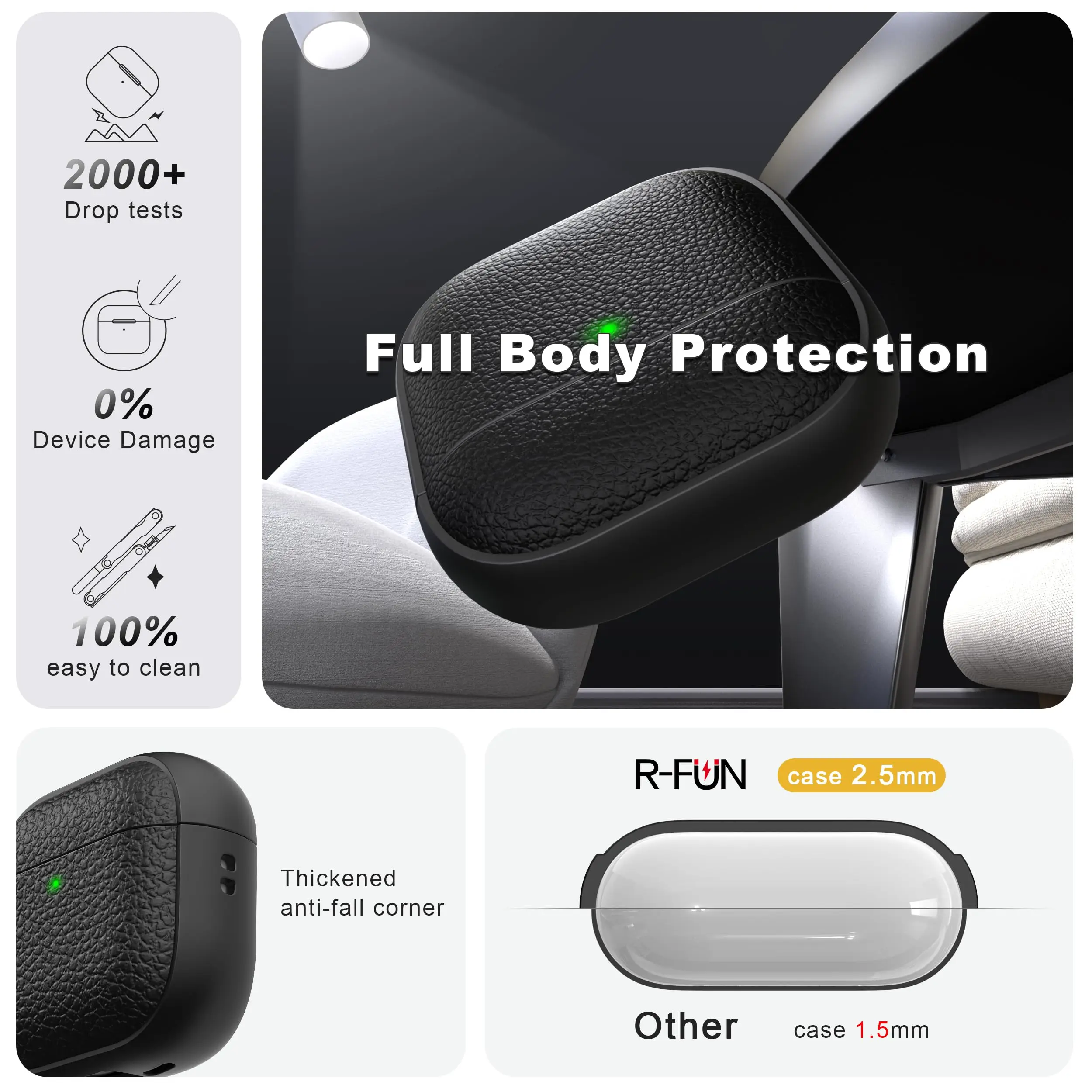 Кожаный чехол для AirPods 4 цвет в ассортименте