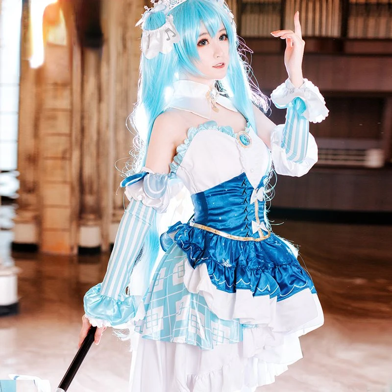 

Женский длинный костюм принцессы Snow Mi ku, костюм принцессы в стиле каваи и Лолиты, реквизит для ролевых игр, для Хэллоуина и карнавала